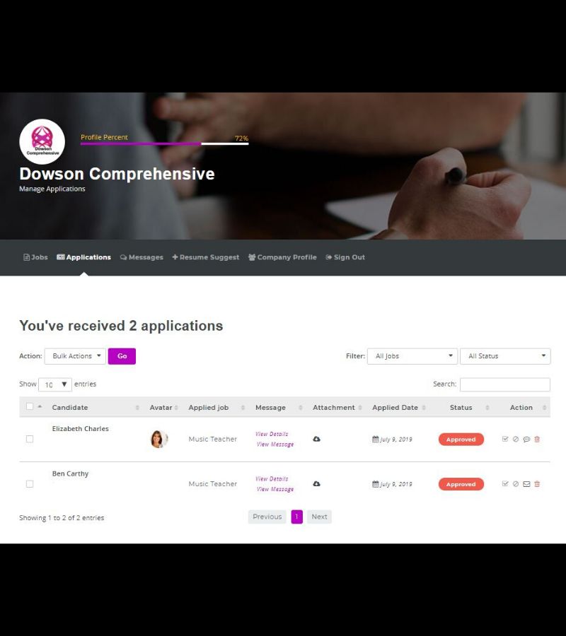 example of manage applications